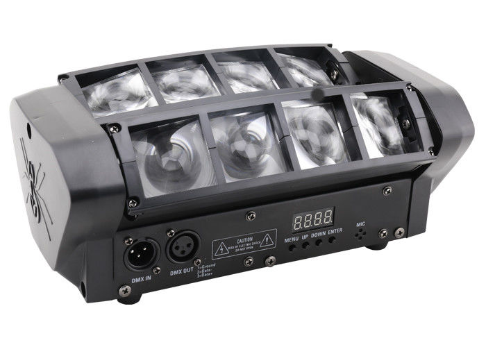 8 olhos Rgbw 4 em 1 conduziram as luzes da fase do disco do feixe que movem o alojamento plástico preto principal