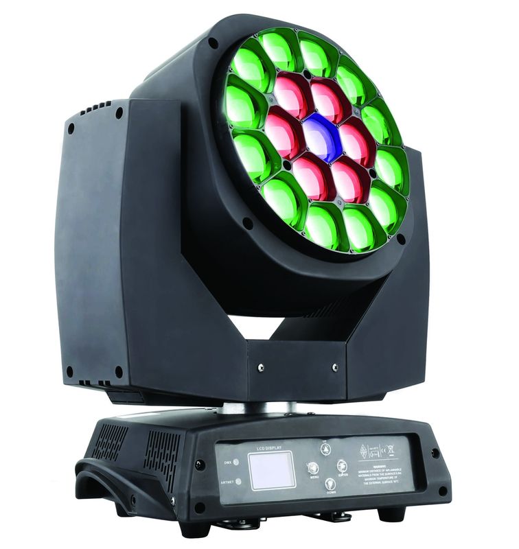 Rotação clara principal movente do diodo emissor de luz de Rgbw 19 *1 5W com grau do ângulo 4 a 60 do zumbido