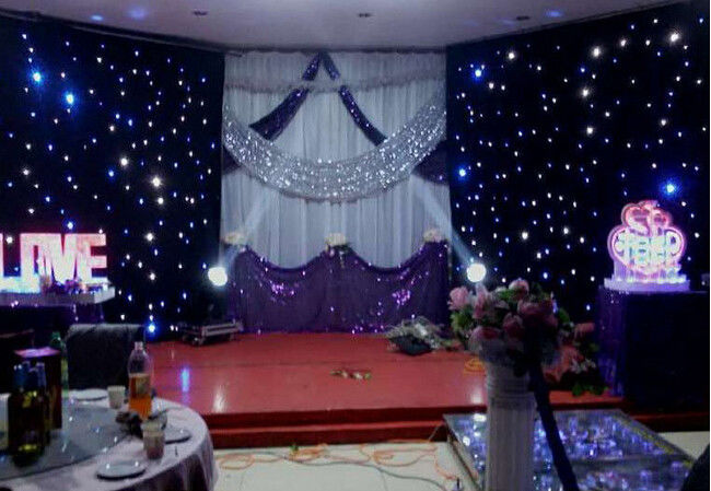 Decoração à prova de fogo da fase do fundo dos eventos da cortina de pano da estrela do diodo emissor de luz de veludo
